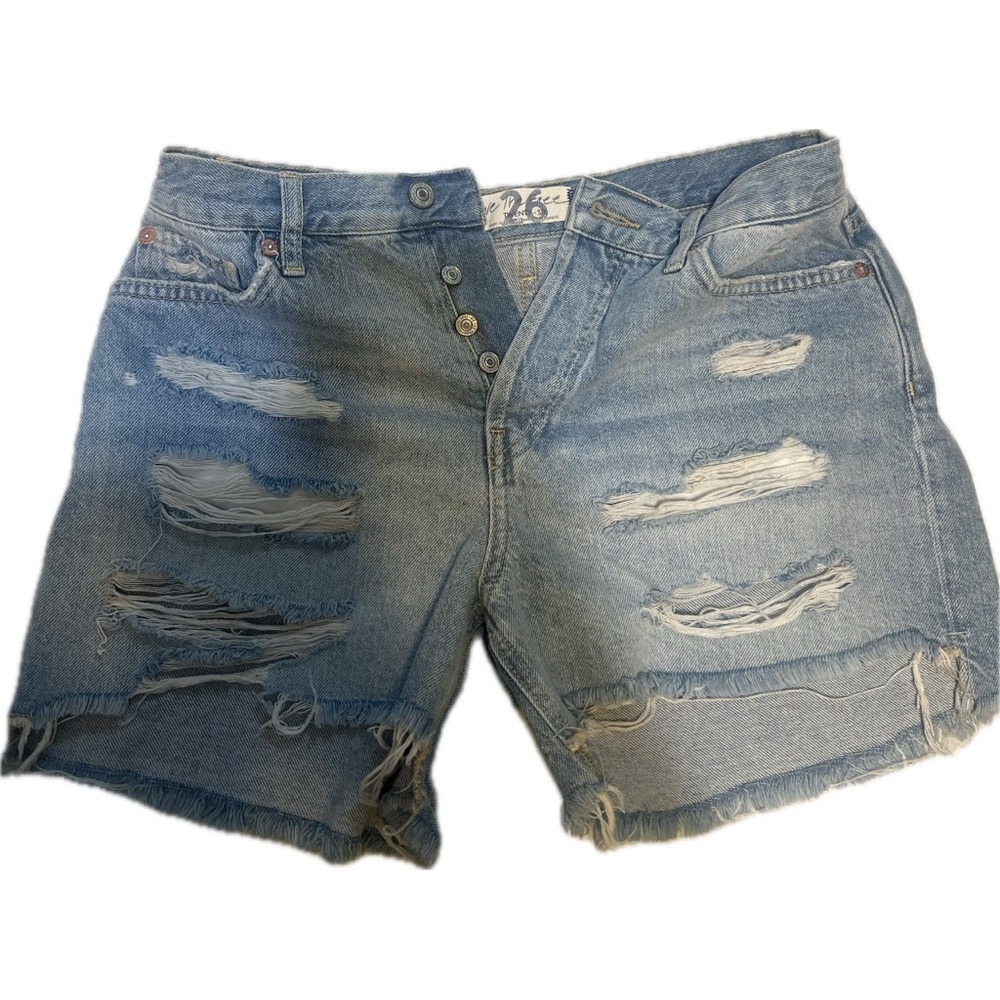 We The Free Light Blue Distressed Jean Shorts